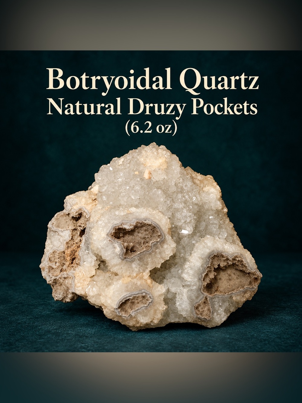 Botryoidal Quartz w/ Druzy Pockets – 6.2 oz – Natural Crystal Nodule
